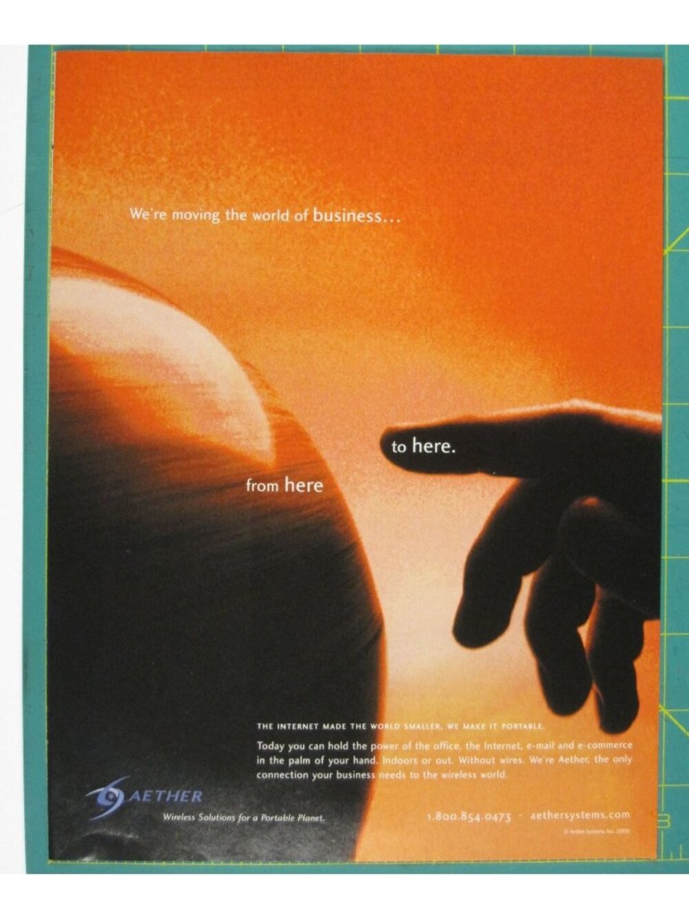 Print Ad Aether Systems Business Wireless Solutions Advertisement 2000 Orange